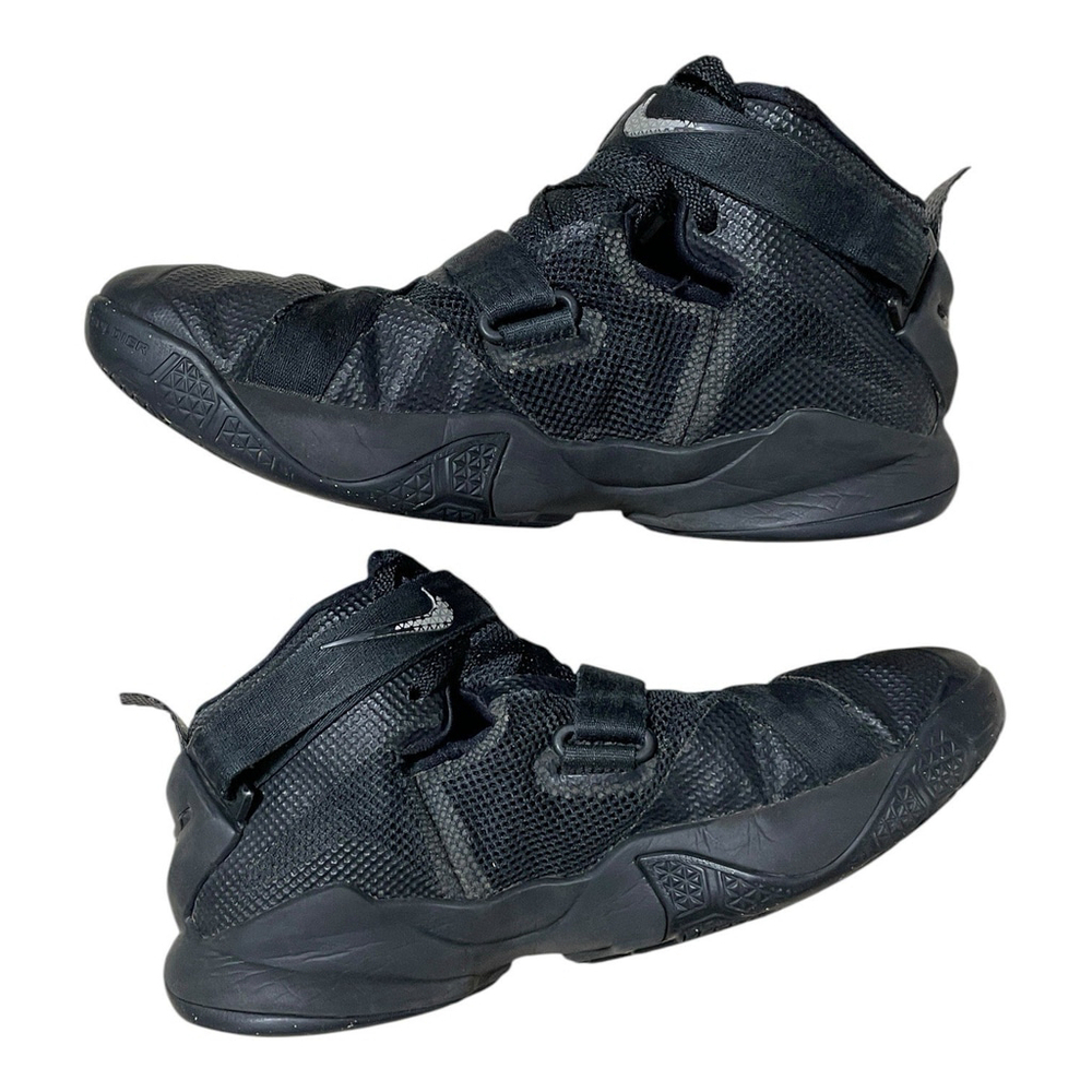 Nike LeBron Soldier Kids 7Y Basketball Shoe Black Adjustable High Top 776471-001 - Picture 6 of 12